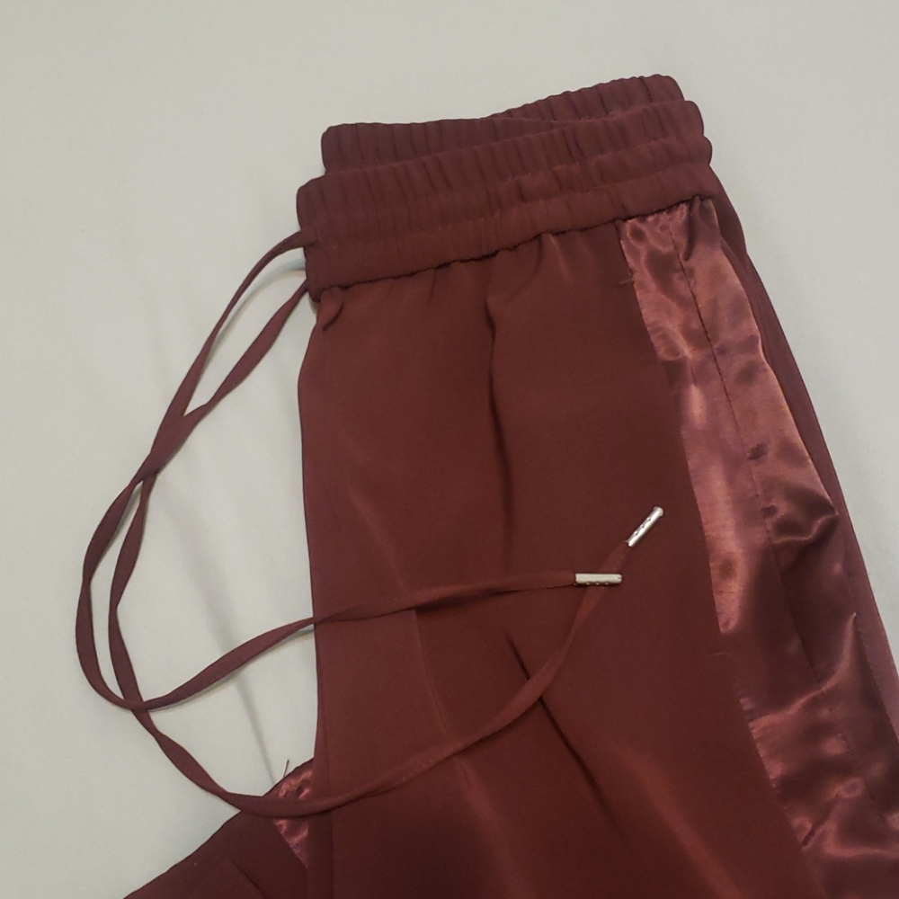 H&M Maroon Track Pants with Satin Stripe Detail